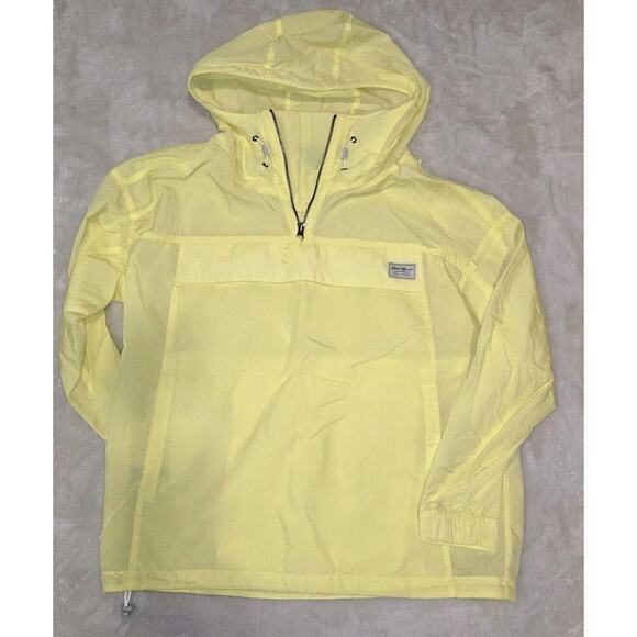 Eddie Bauer Jackets & Blazers - Eddie Bauer Women’s Small Yellow Nylon Half Zip Pullover Windbreaker Hood Jacket